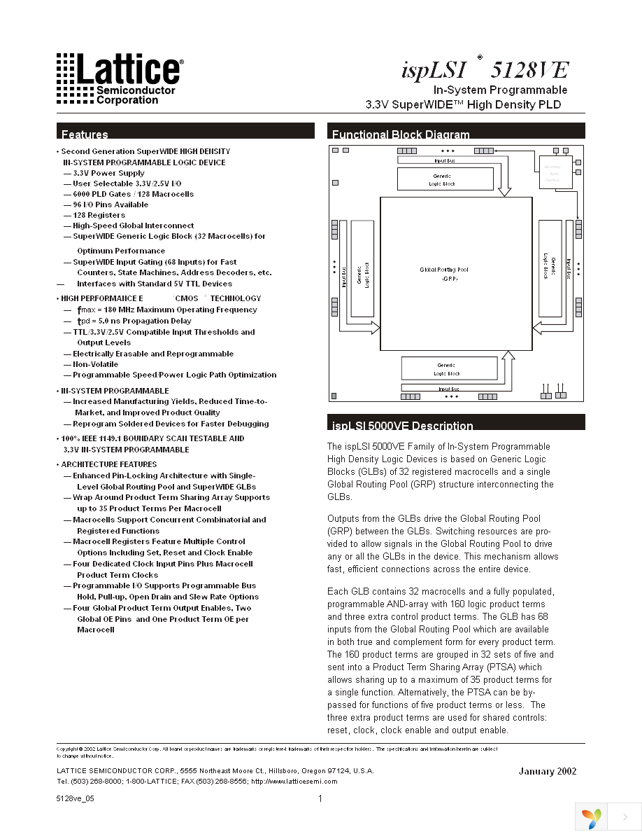 ISPLSI 5128VE-100LT128 Page 1